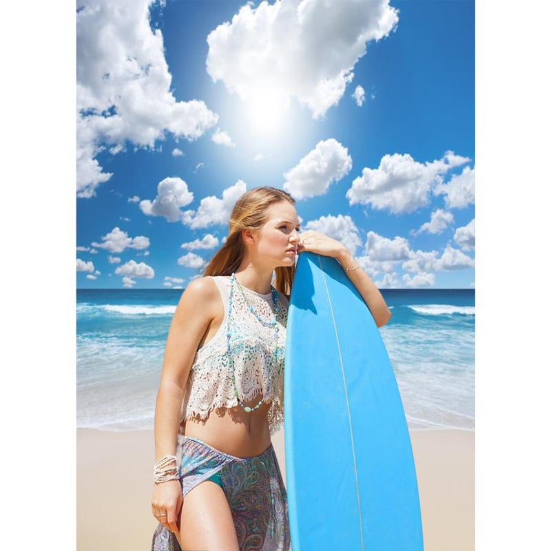 Baocicco 5x7ft Seaside Beach Backdrop Blue Pure Sea Water Backdrops Blue Sky White Cloud Seaside Wedding Tropical Siesta Back Ddrop Holiday Festival Photo Shooting Props Booth Props - Image 4